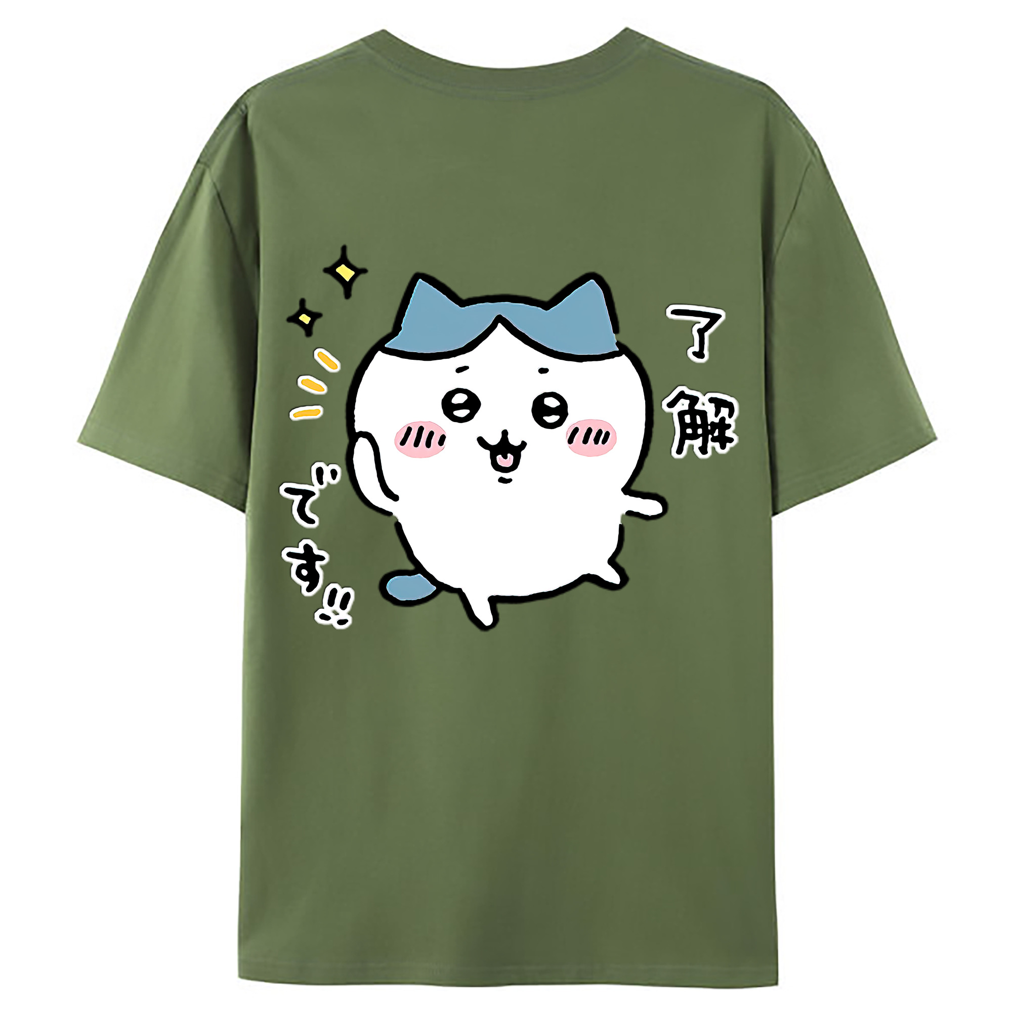 （画像用） ちいかわ ハチワレ Chii-kawa hachiware 綿100％ メンズ半袖Tシャツ（バックプリント） 通気性